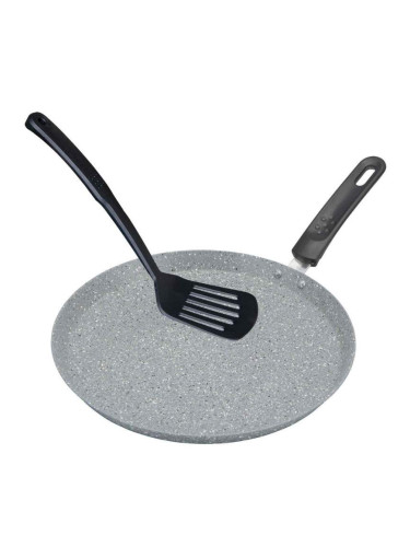 Tиган за палачинки Bohmann BH 1010-22 MRB, 22 cm, Мраморно покритие, Шпатула, Сив