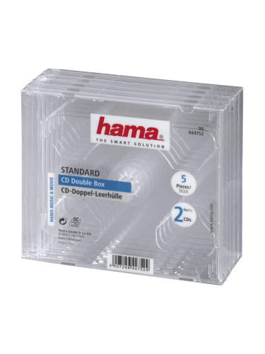 Кутийка за CD/DVD HAMA Double Jewel Case, прозрачен, 5 бр. в пакет