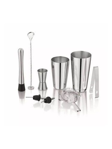 Комплект шейкъри и аксесоари за коктейли Kinghoff KH 1708, 9 бр, 600/750 ml, Инокс