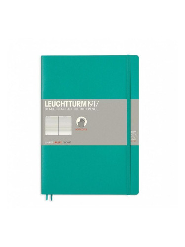 Тефтер B5 Leuchtturm1917 Notebook Composition Emerald, мека корица, Чисто бяла