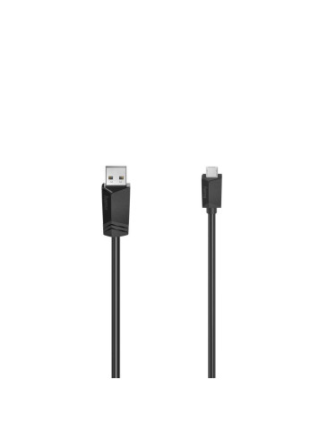 Кабел HAMA USB 2.0- micro USB, Позлатени конектори, 0.75 м., 480 Mbit / сек, Черен