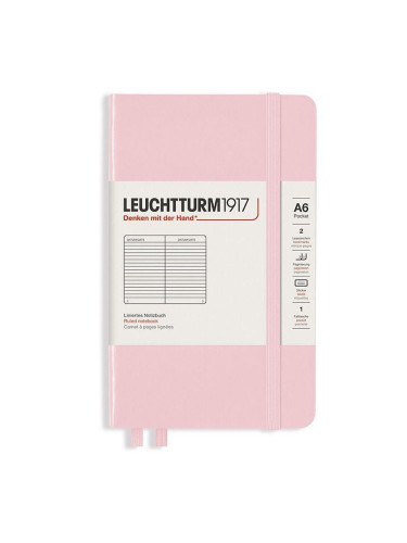 Тефтер А6 Leuchtturm1917 Notebook Pocket Powder, твърди корици, Чисто бяла