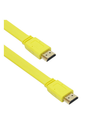 Кабел DeTech HDMI - HDMI M/М, 1.8m, Flat, Жълт - 18123