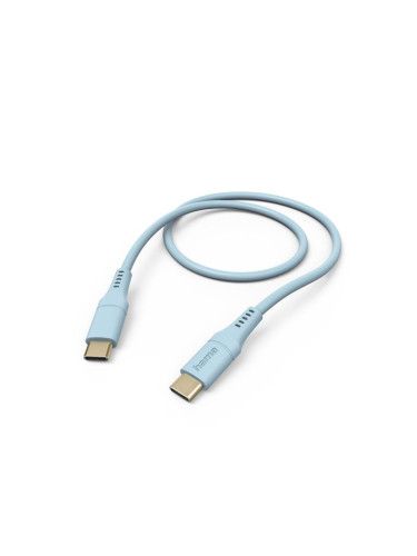 Силиконов кабел за зареждане HAMA, USB-C - USB-C, 1,5 м, син