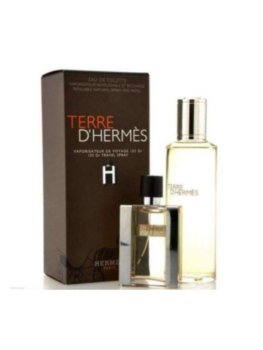 Terre d'Hermes Комплект за мъже EDP парфюм 30 ml презареждащ спрей + EDP парфюм 125 ml за допълване