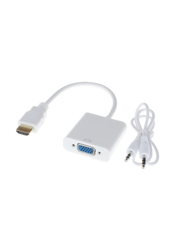 Преходник DLFI, HDMI към VGA + AUDIO кабел, Бял - 18254