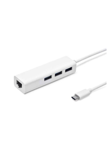 USB Hub, DLFI, USB 3.1 Type-C + Мрежов адаптер, 3 Порта, Бял - 12049
