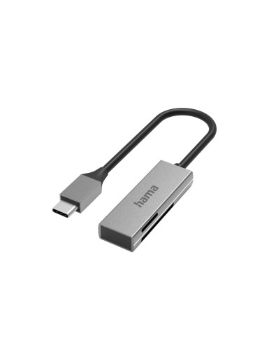 Четец за карти HAMA, USB-C, USB 3.0, SD/microSD, Сребрист