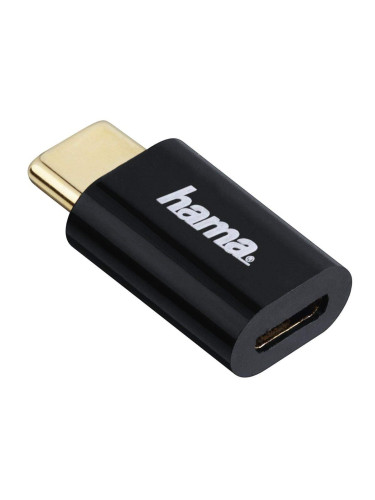 Адаптер HAMA, Micro USB женско - USB-C мъжко, 480 Mbit/s,Черен