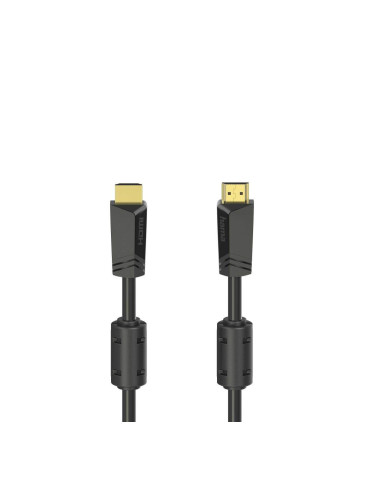 Кабел HAMA High-Speed, HDMI мъжко - HDMI мъжко, 4K, 18GB/s, Ethernet ,10 м, Позл. конектори, 2 филтъра, Черен