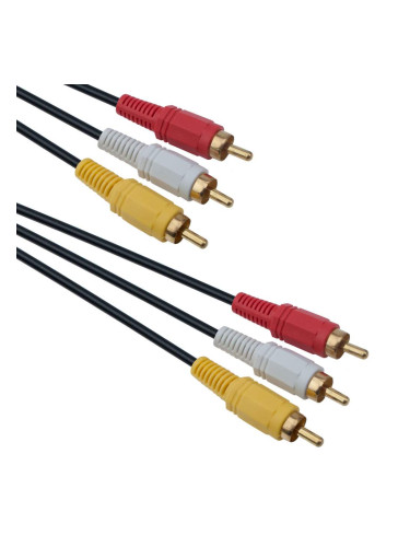 Кабел DeTech 3RCA - 3RCA, High Quality, 3m - 18119