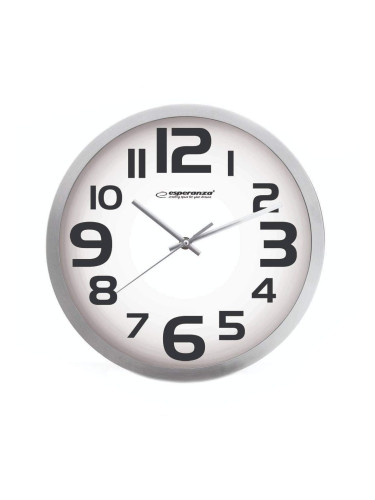 Стенен часовник Esperanza ZURICH, 25 cm, Кварц, Бял