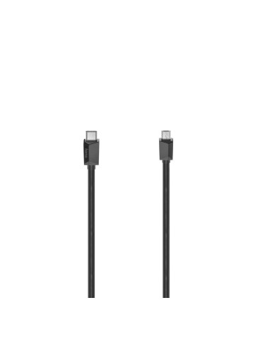 Кабел HAMA, USB-C мъжко - micro USB B мъжко, 480Mbit/s, 0.75 м., Essential, Черен