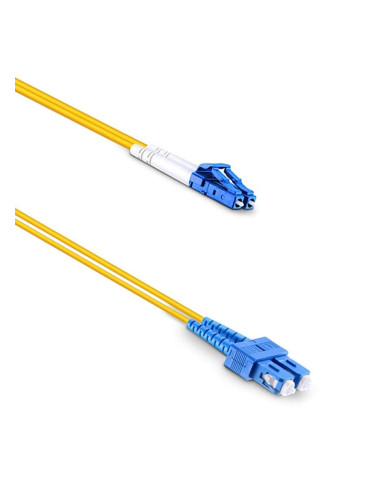 Оптичен пач кабел DeTech, SC-LC, UPC, Singlemode, Duplex, 10м, Жълт - 18329