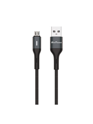 Кабел за данни DeTech DE-C38M, Micro USB, 1.0m, Черен - 40197