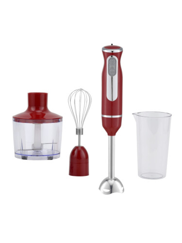 Пасатор, чопър и миксер 3в1 Oliver Voltz OV51112KSC, 800W, 700 ml, Стоманена приставка, 2 скорости, Червен