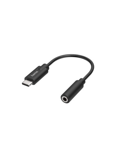 Аудио адаптер HAMA, USB-C мъжко - 3.5 mm аудио жак женско, Стерео, Черен