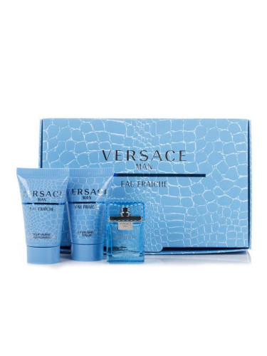 Versace Man Eau Fraiche Комплект за мъже EDT Тоалетна вода 50 ml Душ гел 50 ml Афтършейв 50 ml 