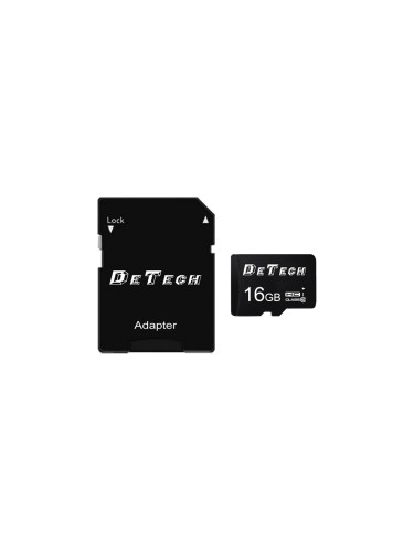 Карта памет DeTech Micro SDHC-I, 16GB, Class 10 + Адаптер - 62043