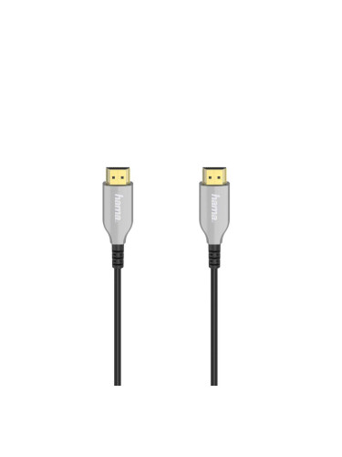 Оптичен активен кабел HAMA Optical, HDMI мъжко - HDMI мъжко, Ethernet, 18 Gbit/s, 15м, Позл.конектори, Черен