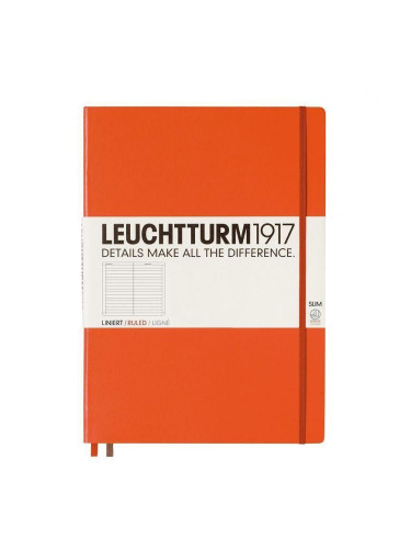 Тефтер А4+ Leuchtturm1917 Notebook Master Slim Orange, твърда корица, Чисто бяла