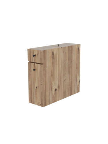 Шкаф за баня Kalune Design 854KLN3908, 19х60 см, 2 чекмеджета, Меламиново покритие, Кафяв