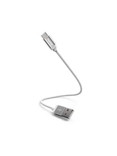 Кабел HAMA USB-C мъжко- USB 2.0 A мъжко, 0.2 м., 480Mbit/s, Бял