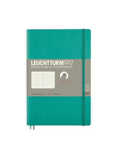 Тефтер B6+ Leuchtturm1917 Notebook Paperback Emerald, мека корица, Редове