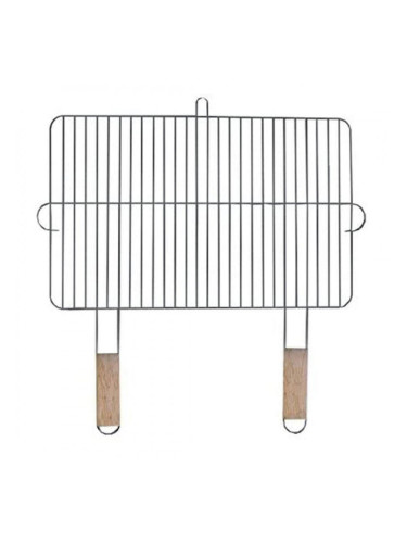 Метална скара за барбекю MasterGrill MG255, 2 дървени дръжки, Размер на скарата 54 х 34 см, Инокс/кафяв