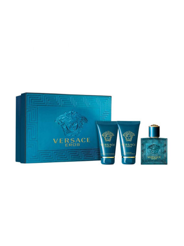 Versace Eros Комплект за мъже EDT Тоалетна вода 50 ml Душ гел 50 ml Афтършейв балсам 50 ml