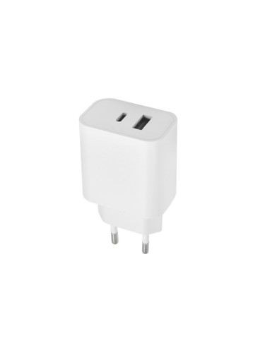 Зарядно устройство адаптер 20W USB-A и USB-C, Maxlife MXTC-06 PD QC, 220V, Бял
