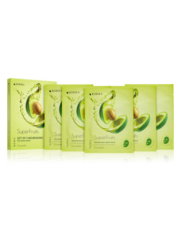 KORIKA SuperFruits комплект маски за лице на намалена цена с подхранващ ефект Avocado