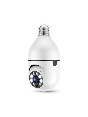 Смарт охранителна камера DLFI PST-F1-3MP, 3.0Mp, PTZ, За фасунга E27, Wi-Fi, Tuya Smart, Бял - 91029