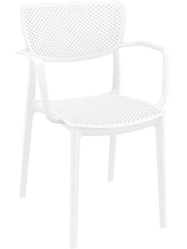 Пластмасов градински стол - фибро съкло / бял