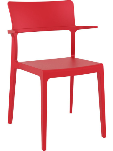 Пластмасов градински стол 58/55/84см - полипропилен и алуминий,червен
