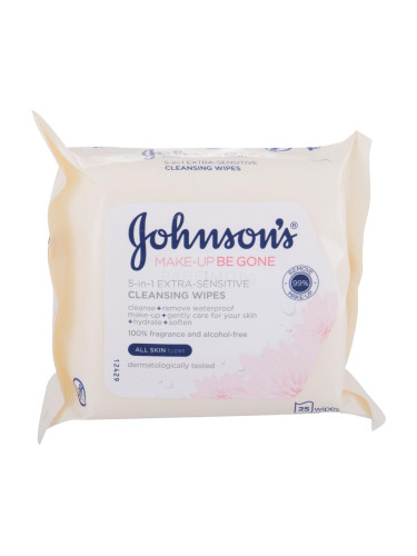 Johnson´s Face Care Extra Sensitive Почистващи кърпички за жени 25 бр