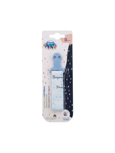 Canpol babies Bonjour Paris Soother Clip With Ribbon Blue Клипс за биберон за деца 1 бр