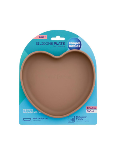 Canpol babies Silicone Suction Plate Heart Beige Съдове за деца 300 ml