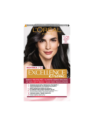 L'Oréal Paris Excellence Creme Triple Protection Боя за коса за жени 48 ml Нюанс 1,01 Dark Deep Black