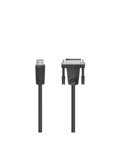 Кабел HAMA 205018, HDMI мъжко - DVI/D мъжко, 1.5 м, Екраниран, Черен