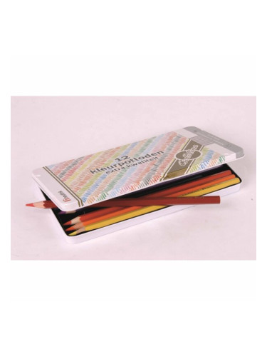 Цветни шестоъгълни моливи Heutink Arts & Crafts - Goldline - 12 цвята в метална кутия