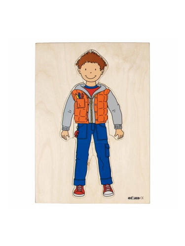 Дървен пъзел за обличане Educo - Момче