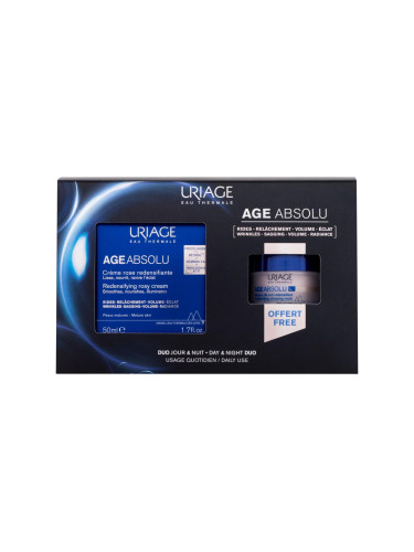 Uriage Age Absolu Day & Night Duo Подаръчен комплект дневен крем за лице Age Absolu Redensifying Rosy Cream 50 ml + нощна маска за лице Age Absolu Redensifying Sleeping Mask 15 ml