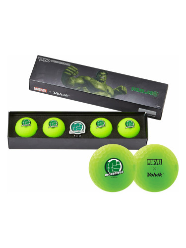 Volvik Vivid Marvel 2.0 4 Pack Golf Balls Hulk Plus Ball Marker Green
