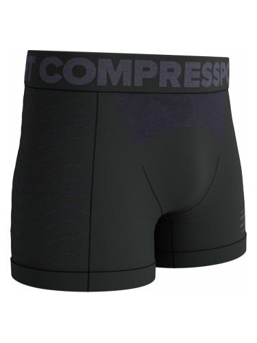 Compressport Seamless Boxer M Black/Grey XL Бельо за бягане