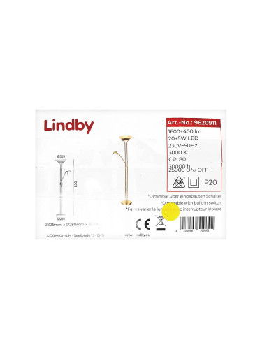 Lindby - LED Димируем лампион YVETA LED/20W/230V + LED/5W/230V