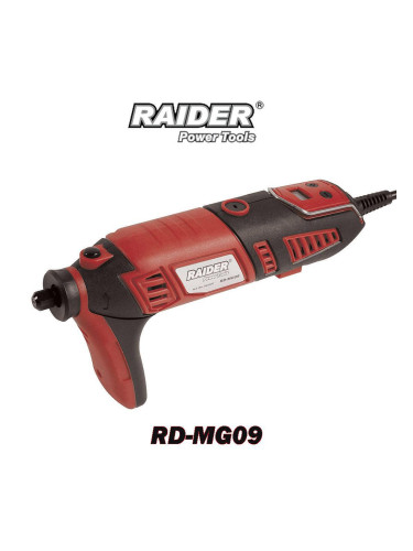 Шлифовалка права, електрическа, RAIDER RD-MG09, 170W, 126 аксесоара, жило и стойка, LCD дисплей