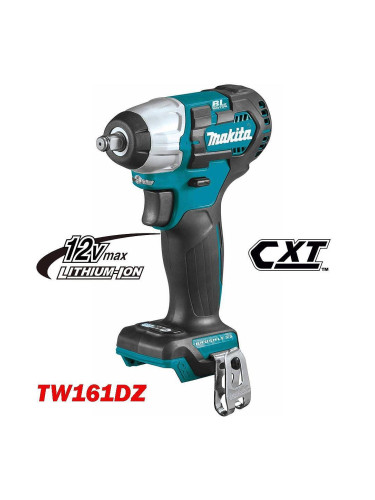 Гайковерт акумулаторен, ударен, Makita TW161DZ, 12V, CXT, 1/2", 165Nm
