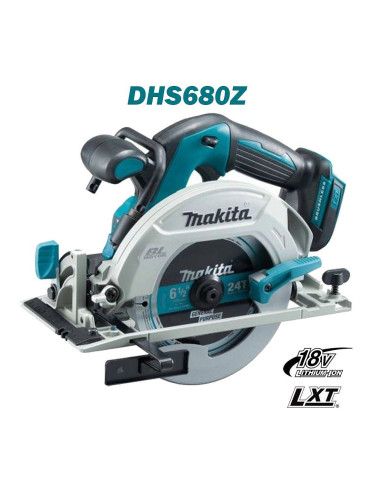 Циркуляр акумулаторен, ръчен, Makita DHS680Z, 18V, LXT, 165 мм, безчетков мотор