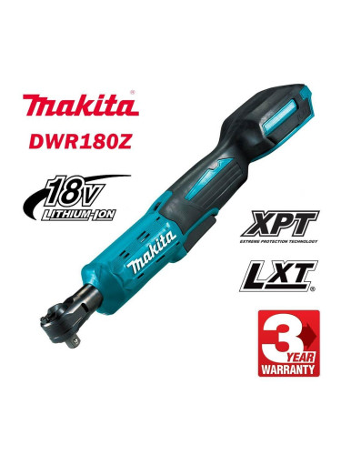 Тресчотка акумулаторна Makita DWR180Z, 18V, LXT, 1/4-3/8", 47.5Nm
